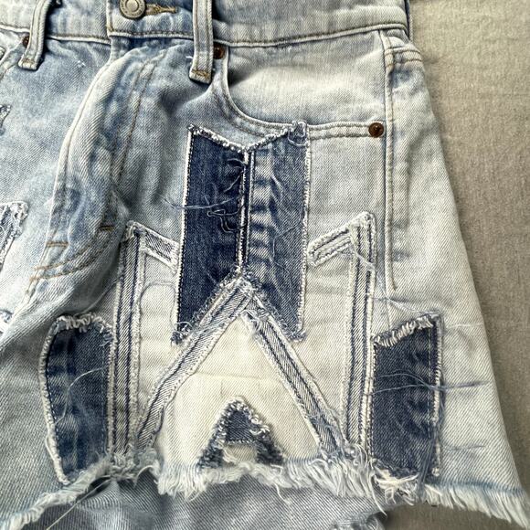 Lucky Brand Lucky Pins Denim Shorts Geometric Pattern Cut Off 2 26 Raw Hem - Picture 4 of 11